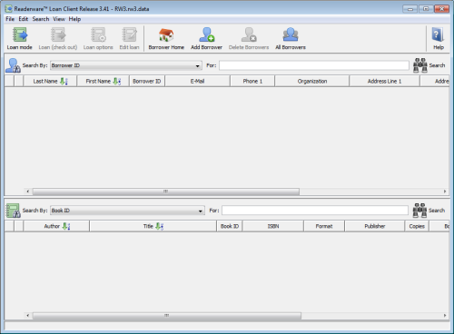 Readerware Loan Client Main Window