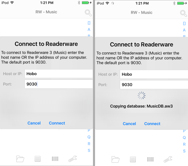 Connecting to Readerware