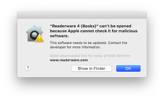 Installing Readerware on macOS Catalina