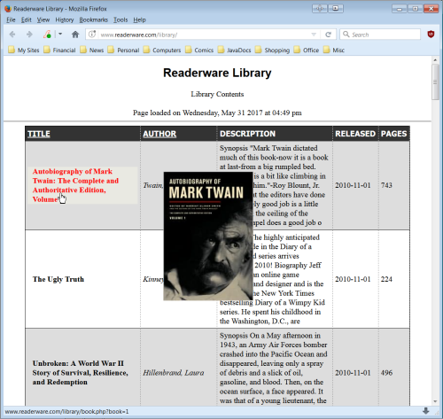 Readerware on the web