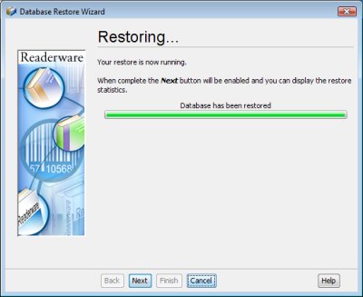 Readerware restore - restoring screenshot (Windows)