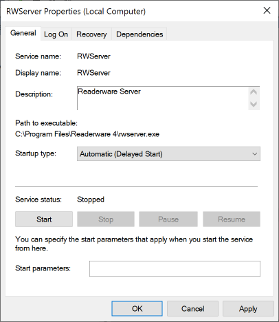 RWServer Properties