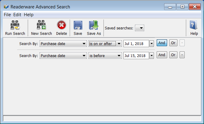 Readerware Advanced Search Window