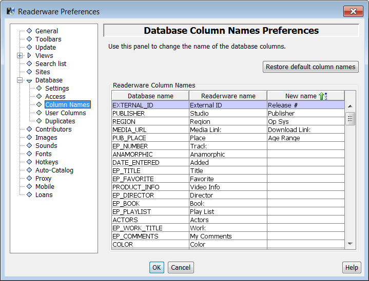 Rename a database column